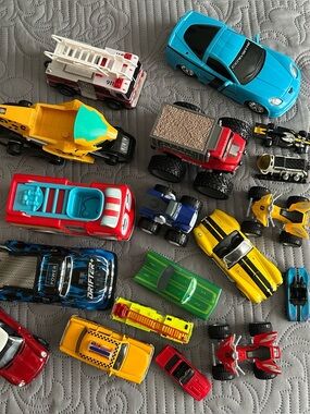 Assorted Kids Toy Vehicles - Blue, Yellow, Red, Green Toy Cars & Trucks